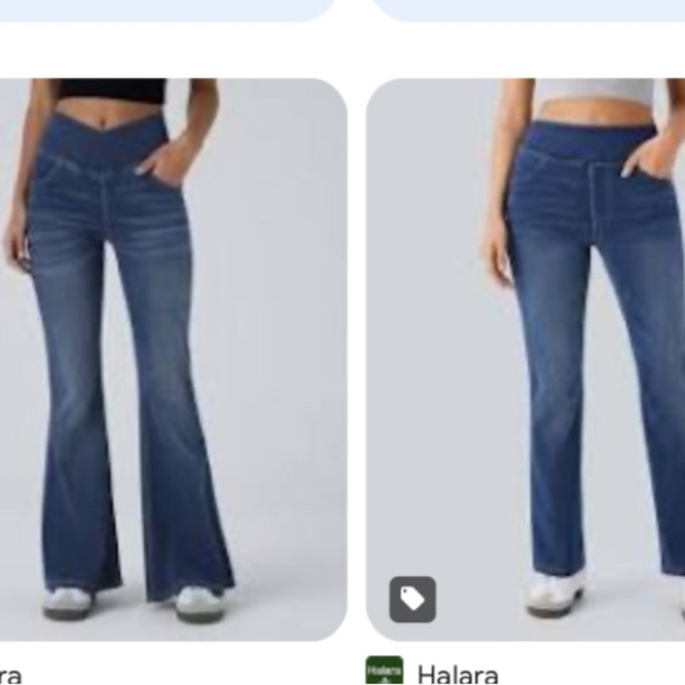 HALARA Dark Blue Flare Jeans with High Waistband
